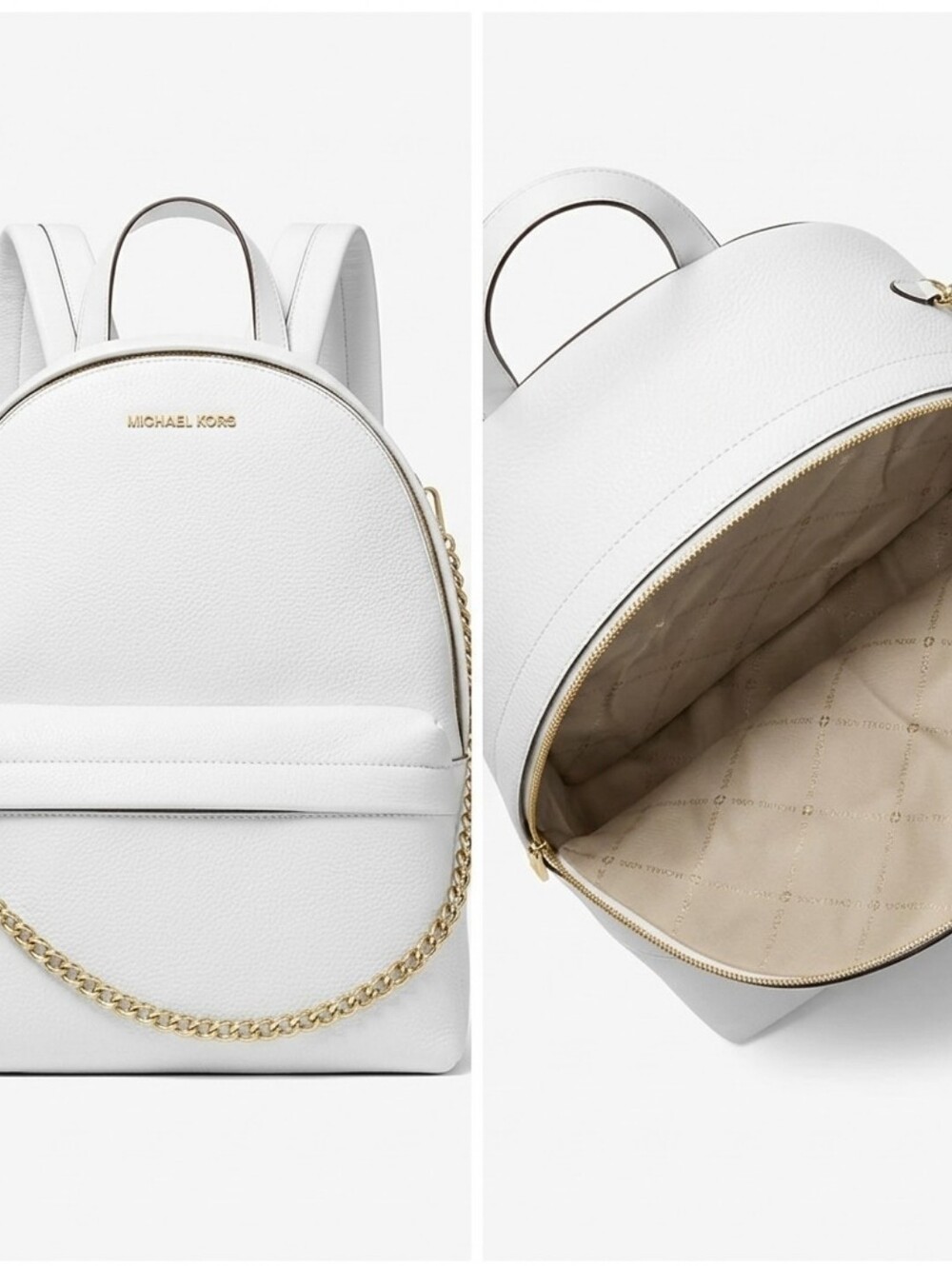 Michael Kors Optic White Pebbled‎ Leather Slater Backpack